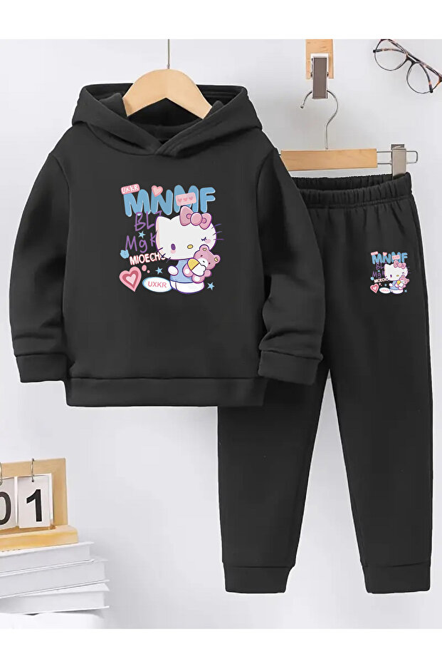 Kışlık Kız Erkek Çocuk Eşofman Takımı 5 6 7 8 9 10 11 12 yaş Hello Kitty - 1