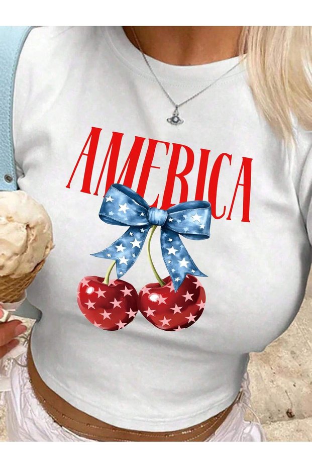 America Design Printed Crop
