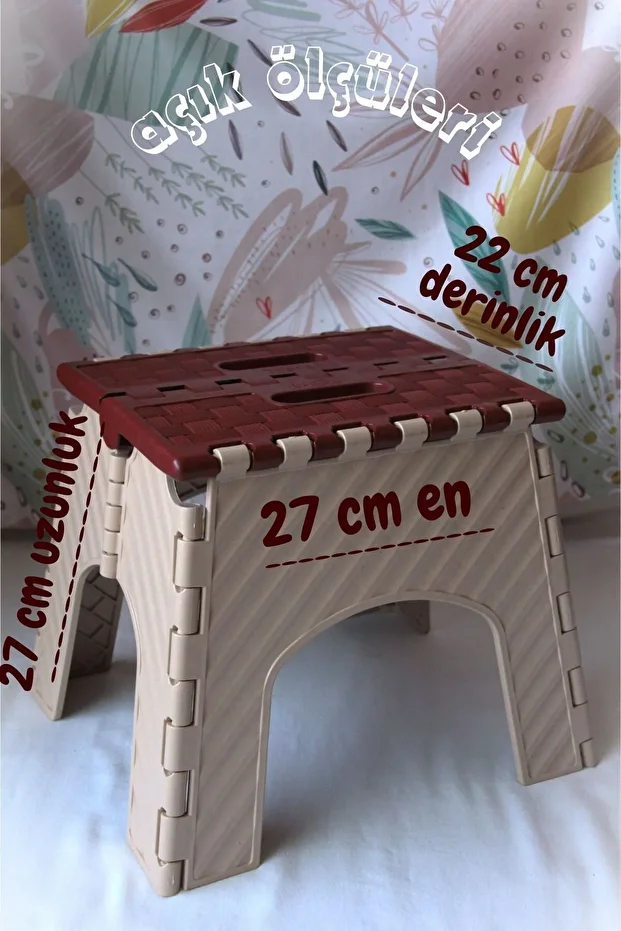 Katlanabilir Tabure Küçük Boy İki Renkli Taşınabilir Piknik Taburesi, Mutfak Taburesi, Kamp Taburesi - 3