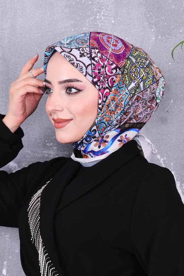 وشاح منقوش من القطن الناعم - 3