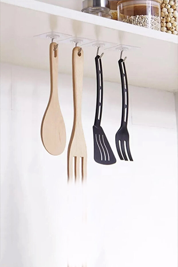 20 Adet Kapı Duvar Askısı, Kendinden Yapışkanlı Şeffaf Askı, Güçlü Kapı Askısı, 6X6cm - 5