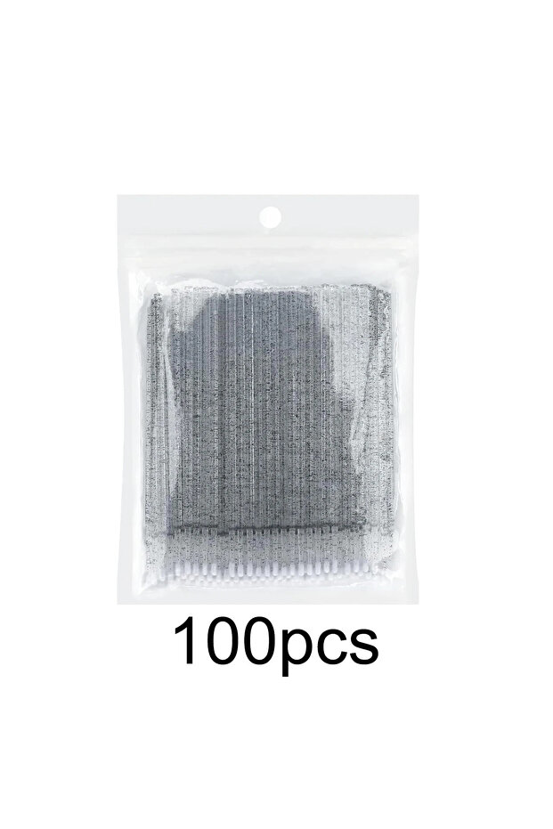 100pc Black Crystal Micro Applicator Brush for Eyelash Extension, Micro Cotton Swabs, Lip