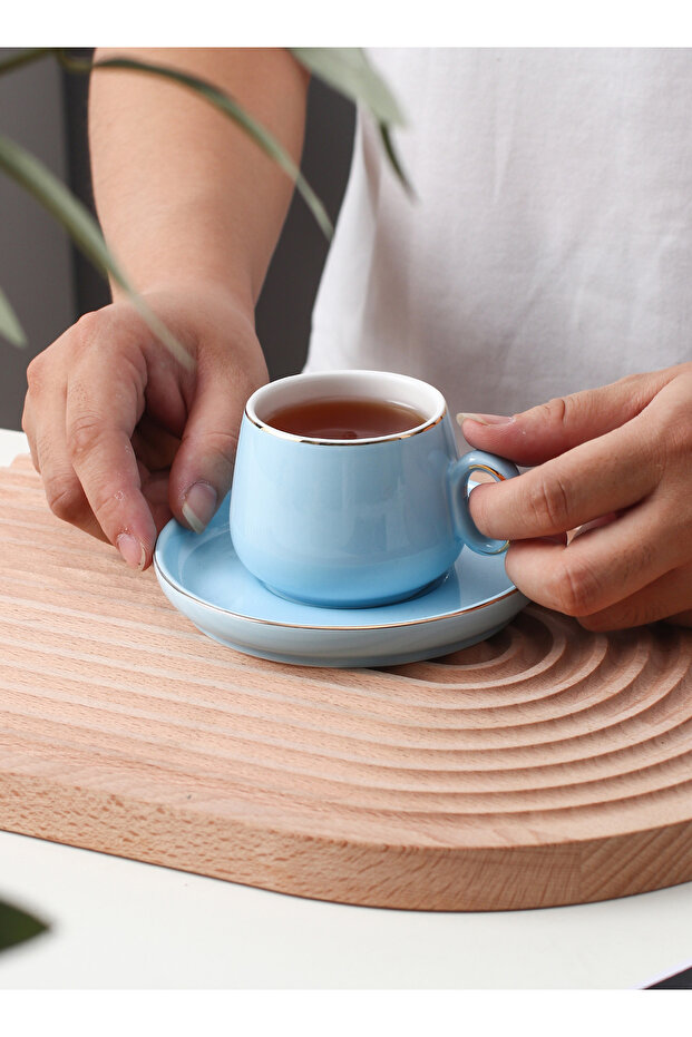 125ml Colored Glaze Cup Ceramic Small Handle Cup And Dish - 5