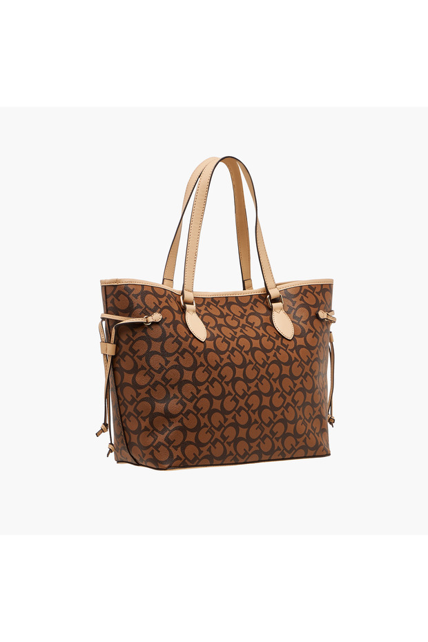 Ashburn Monogram Print Tote Bag with Zip Closure - 4