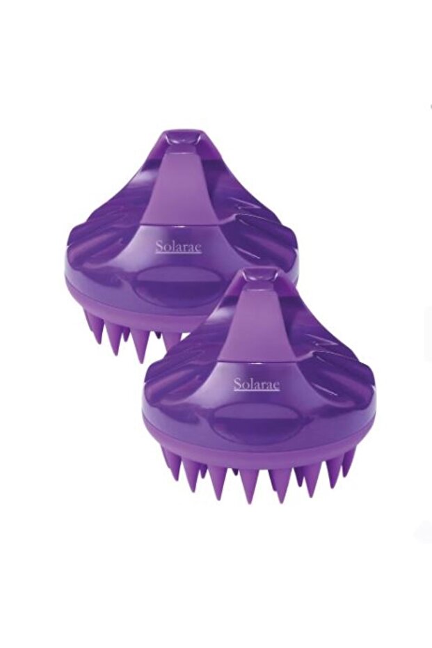 2Pcs Silicone Anti Dandruff Deep Clean Scalp Scrubber with Ergonomic Non-Slip Handle (Lilac)