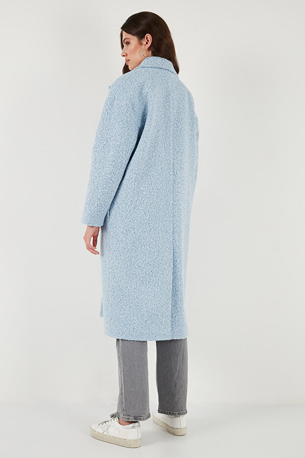 Oversize Fit Mono galléros gombos boucle hosszú kasmír kabát KABAN 6810236 - 7