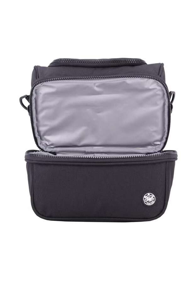 حقيبة غداء كبيرة بسحاب - أسود سادة - 2