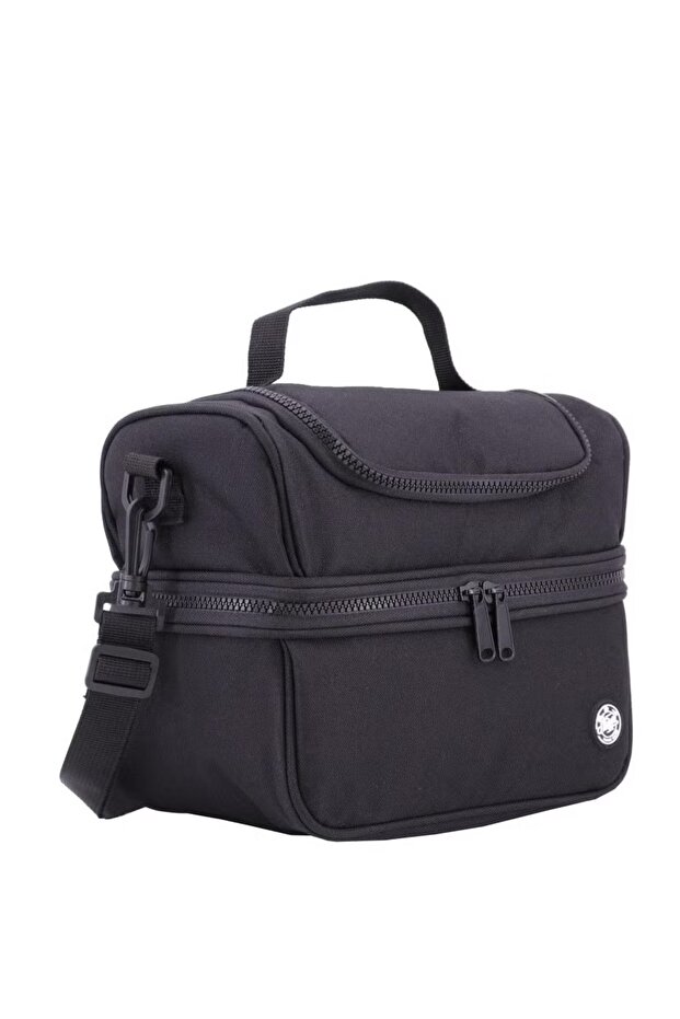 حقيبة غداء كبيرة بسحاب - أسود سادة - 1