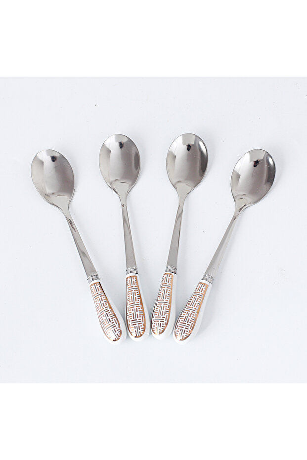 European Stainless Steel Coffee Spoon Tea Spoon With Ceramic Handle