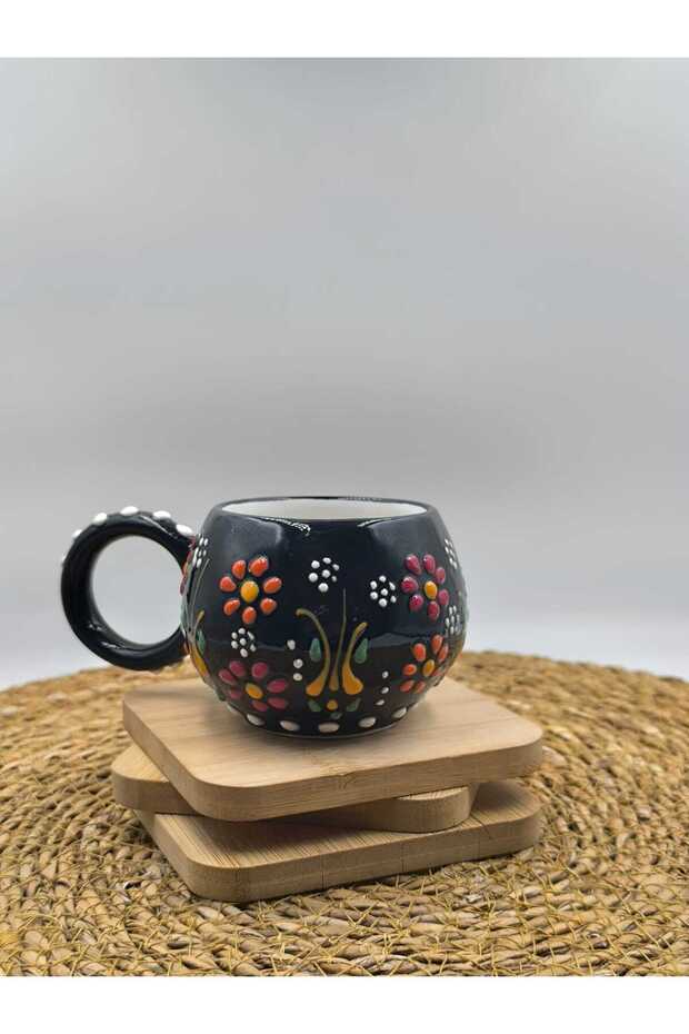 2 قطعة كوب سيراميك مصنوع يدويًا بنمط منقوش - 1