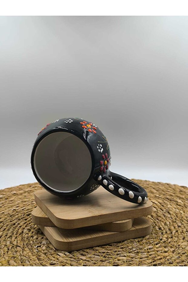 2 قطعة كوب سيراميك مصنوع يدويًا بنمط منقوش - 3