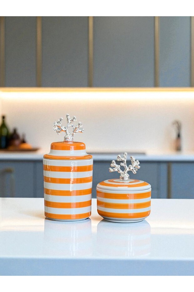 Kitchen Accessory Ceramic Lid Soft Yellow Zebra Cylinder Soft Yellow Zebra Can Silver