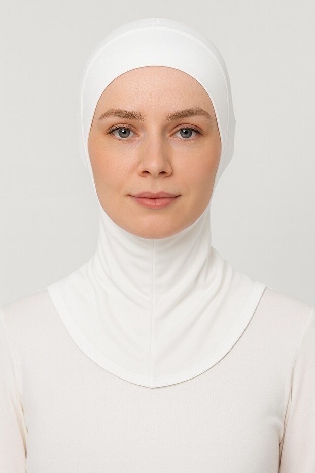 Women's White Neck Collar Bonnet (Ninja Bonnet) – Non-Slip, Fully Covered Hijab Bonnet