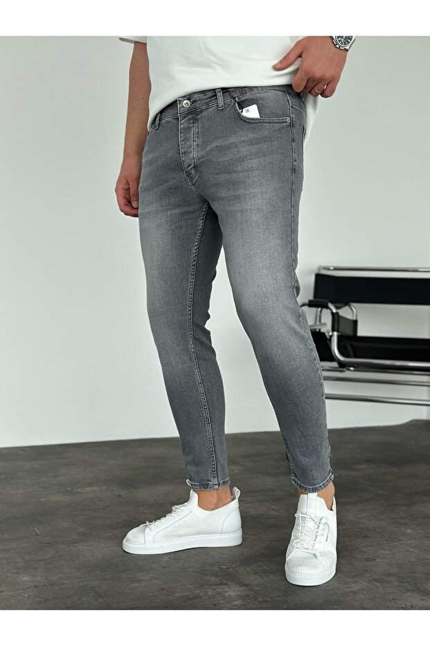 جينز رمادي ممزق Slimfit