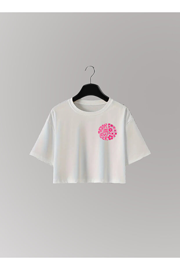 Spring Lover Printed Crop T-Shirt for Women