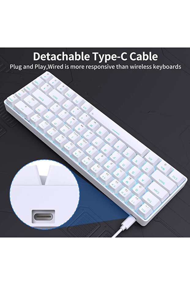 DIERYA DK68SE 60% Gaming Mechanical Keyboard, Ultra Compact Mini 68 Keys with Red Switches Wired Key - 4