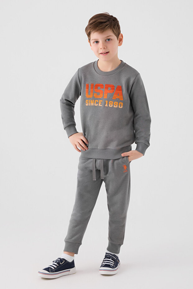 U.S. Polo Assn Boys' Gray Tracksuit Set