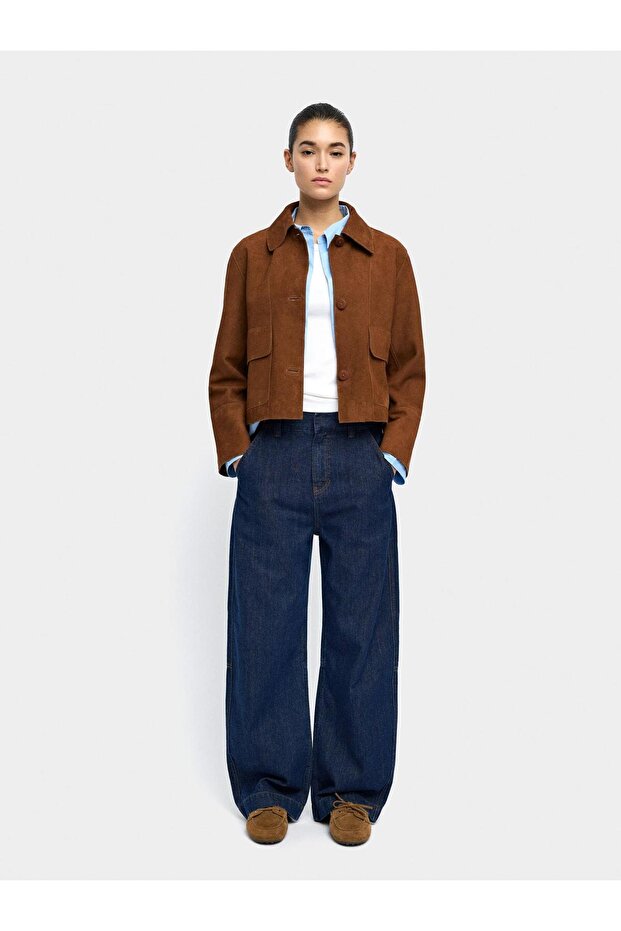 Düz Denim Pantolon - 1