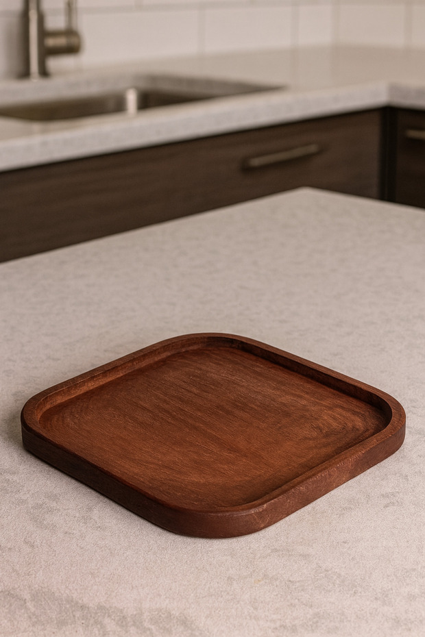 Wooden Square Serving & Presentation Board - 100% Natural Pine Solid - 1