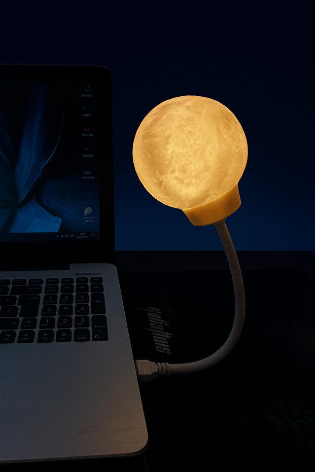 3D Baskı Ay Lambası USB Led Ay Şekilli Masa Gece Lambası - 2