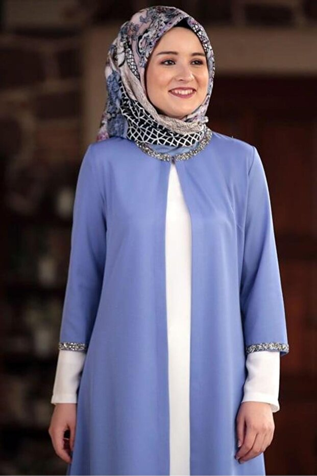 Taş İşlemeli Ceket Bebe Mavisi - 2