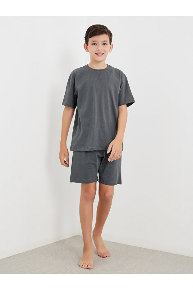 Solid Cotton T-Shirt and Shorts Set