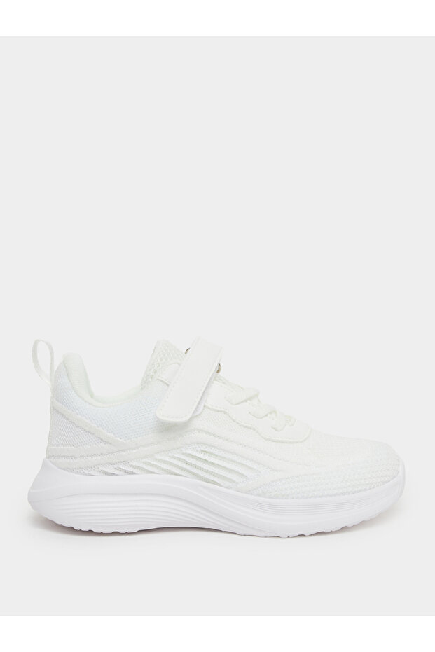 Textured Knit Hook and Loop Sneakers