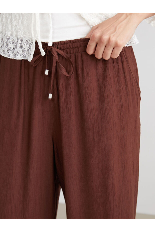 Create Your Style from Uzg Store |   Textured Women's Trousers with Elastic Waist - 4