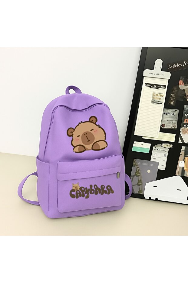 حقيبة ظهر مدرسية مطبوعة من CapyBara، ودروس، ودورة - 1