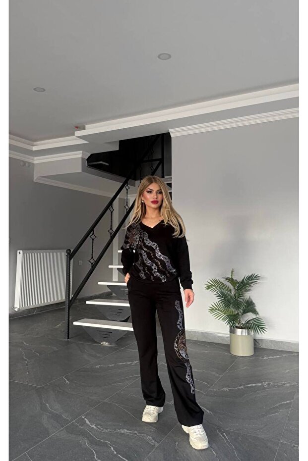 Stone Print Patterned Bottom Top Set - 2