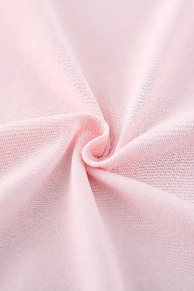 Pembe Bisiklet Yaka Basic Kadın Tişört - 5