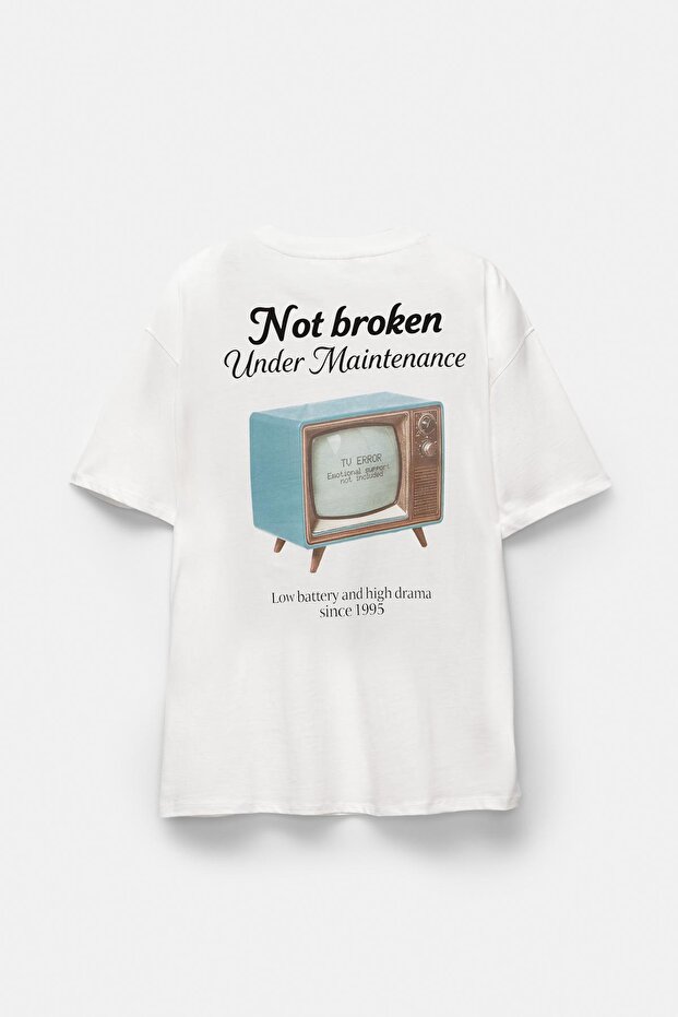 TV grafik baskılı t-shirt - 7