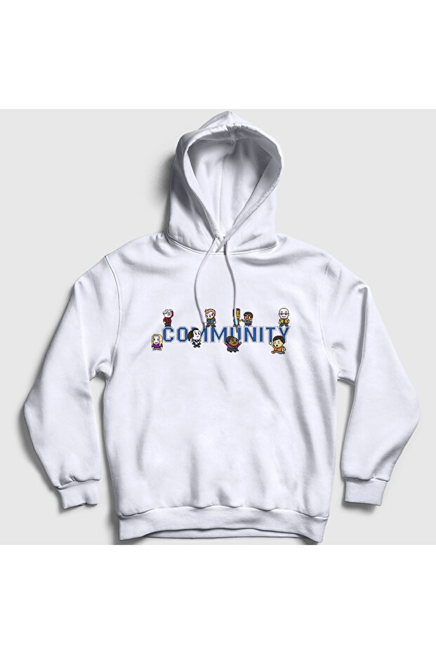 سويت شيرت بقلنسوة أبيض 8 بت من Community Community للجنسين 565467tt