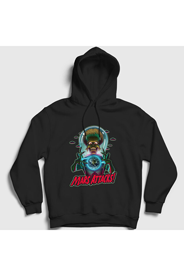 Unisex Black Poster Mars Attacks Tim Burton Hooded Sweatshirt 568987Tt