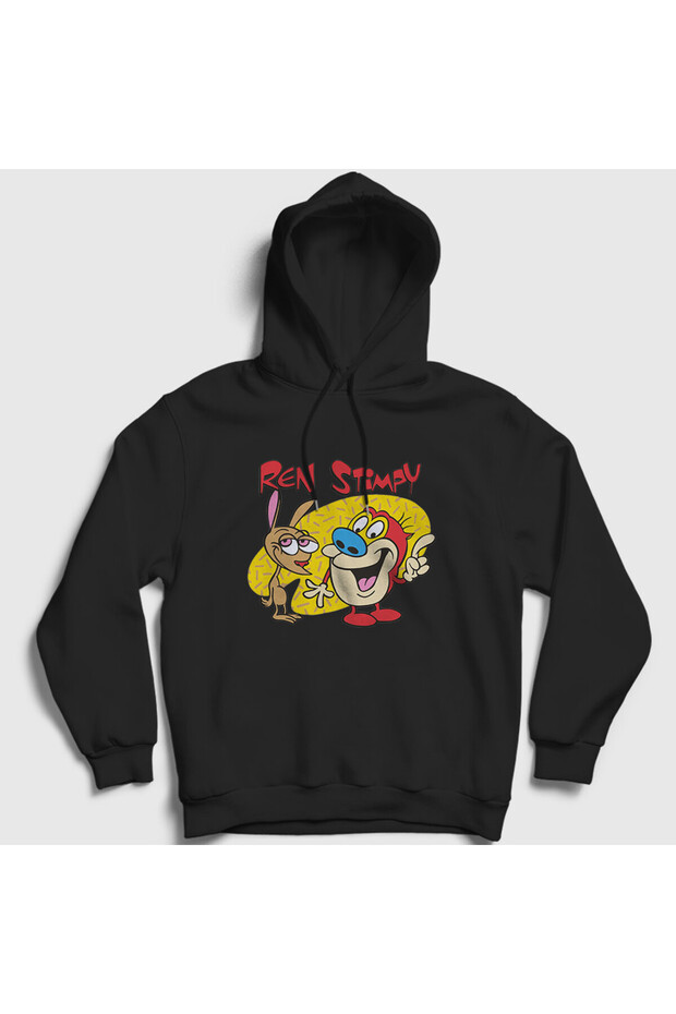 Unisex Black Poster Ren and Stimpy Hooded Sweatshirt 569100Tt
