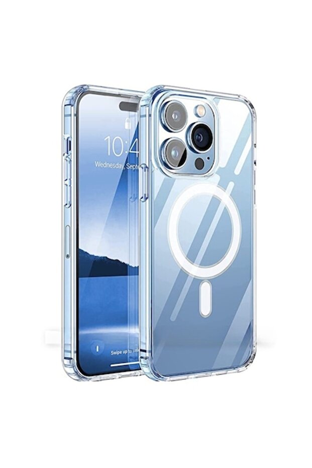 Protective case compatible with Apple iPhone 15 Pro Max, MagSafe, large camera cutout, transparent - 1
