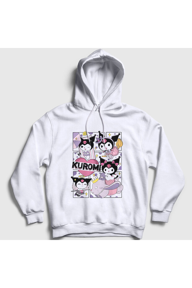 Unisex White Poster Kurami Kuromi Hooded Sweatshirt 568917Tt