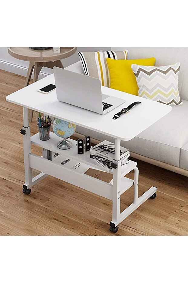 Over-Bed Tables, Rolling Bed Table Mobile Laptop Table Height Adjustable Side Table with 4 Lockable