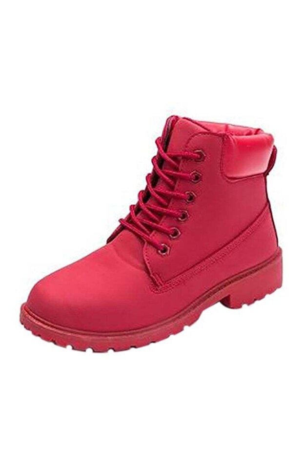 Low Heel Ankle Boots Red