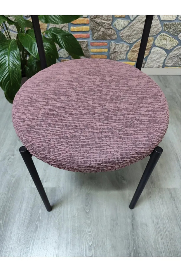 Pudra Renk Tabure Örtüsü 28-35 cm Uyumludur Kolay Sökülüp Takılır Lastikli 1 adet - 6