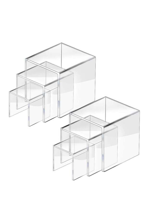 Clear Acrylic Riser Display Stand, Acrylic Display Riser Stand Shelf for Pops Figures, Amiibo, Jewe
