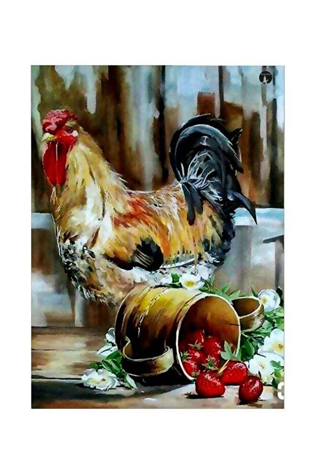 Chicken And Litchi Themed Metallic Plate Green/Brown/Red 20x15cm