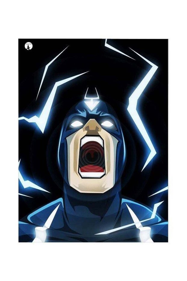 Superhero Themed Metallic Plate Black/Blue/Beige 20x15cm