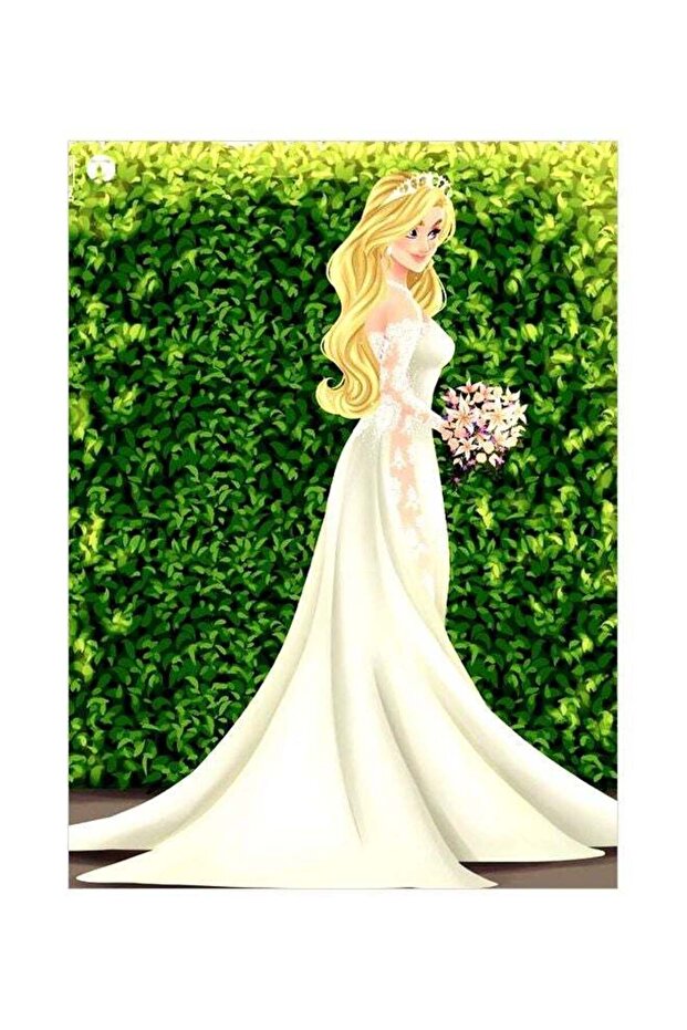Cartoon Girl Themed Decorative Metallic Plate Green/White/Yellow 20x15cm