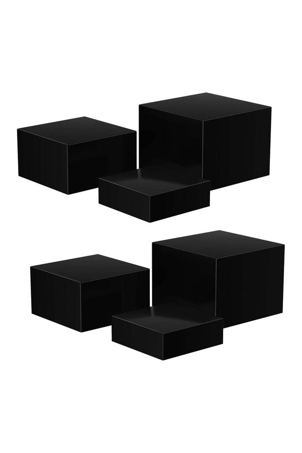 Buffet Risers, Food Risers for Buffet Table, 6PCS Black Acrylic Cube Display Nesting Risers with Ho