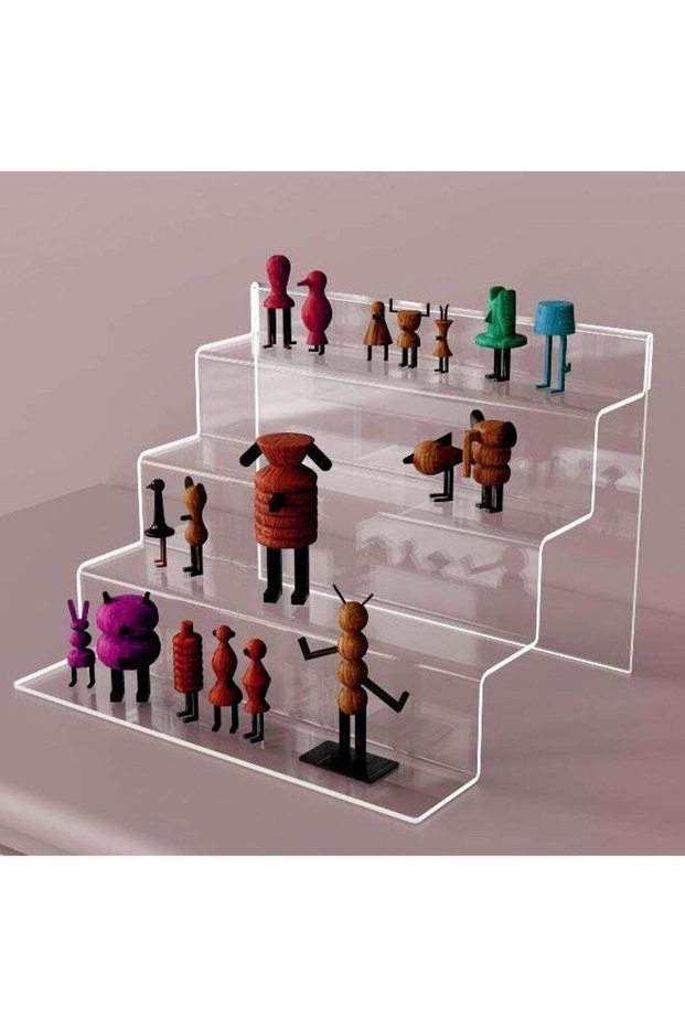 Acrylic Risers for Display, 12" Clear Display Stand for Perfume Organizer, 4 Tier Display Stand Acr