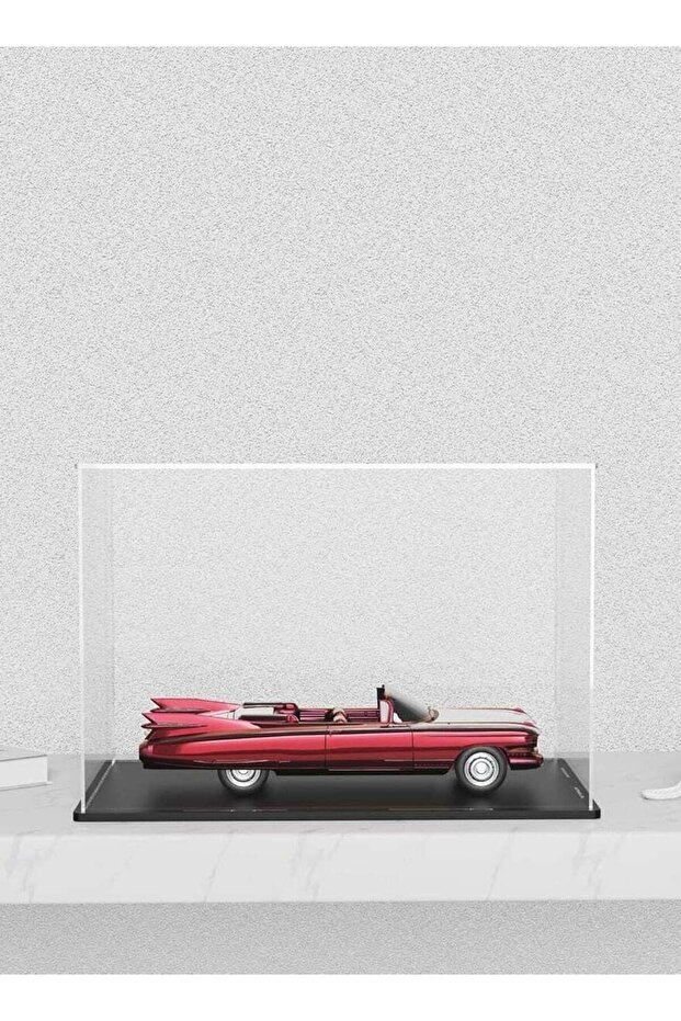 Clear Acrylic Display Case with Matte Black Base, Simple Self-Assembly Dust-Proof Showcase, Counter