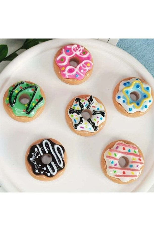 6pcs Adorable Mini Donut Fridge Magnets for Whiteboards & Kitchen Decor, Durable PVC