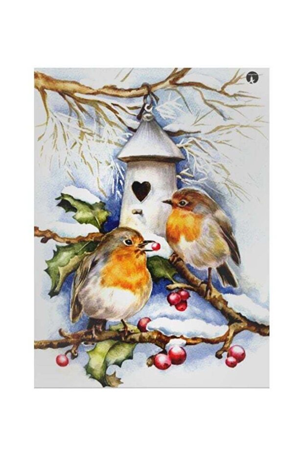 Bird Themed Metallic Plate White/Blue/Green 20x15cm