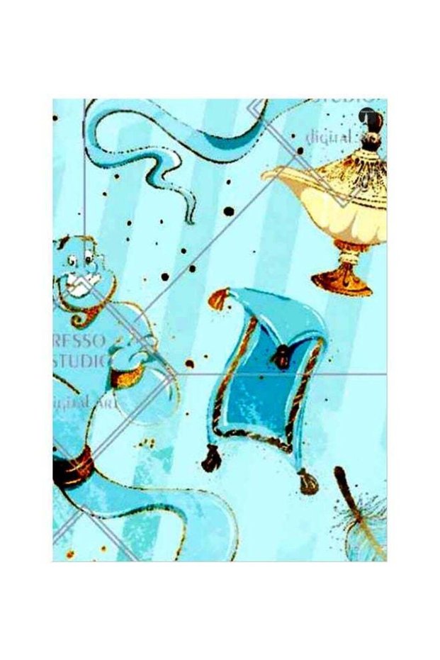 Cartoon Themed Metallic Plate Blue/Gold/Black 20x15cm